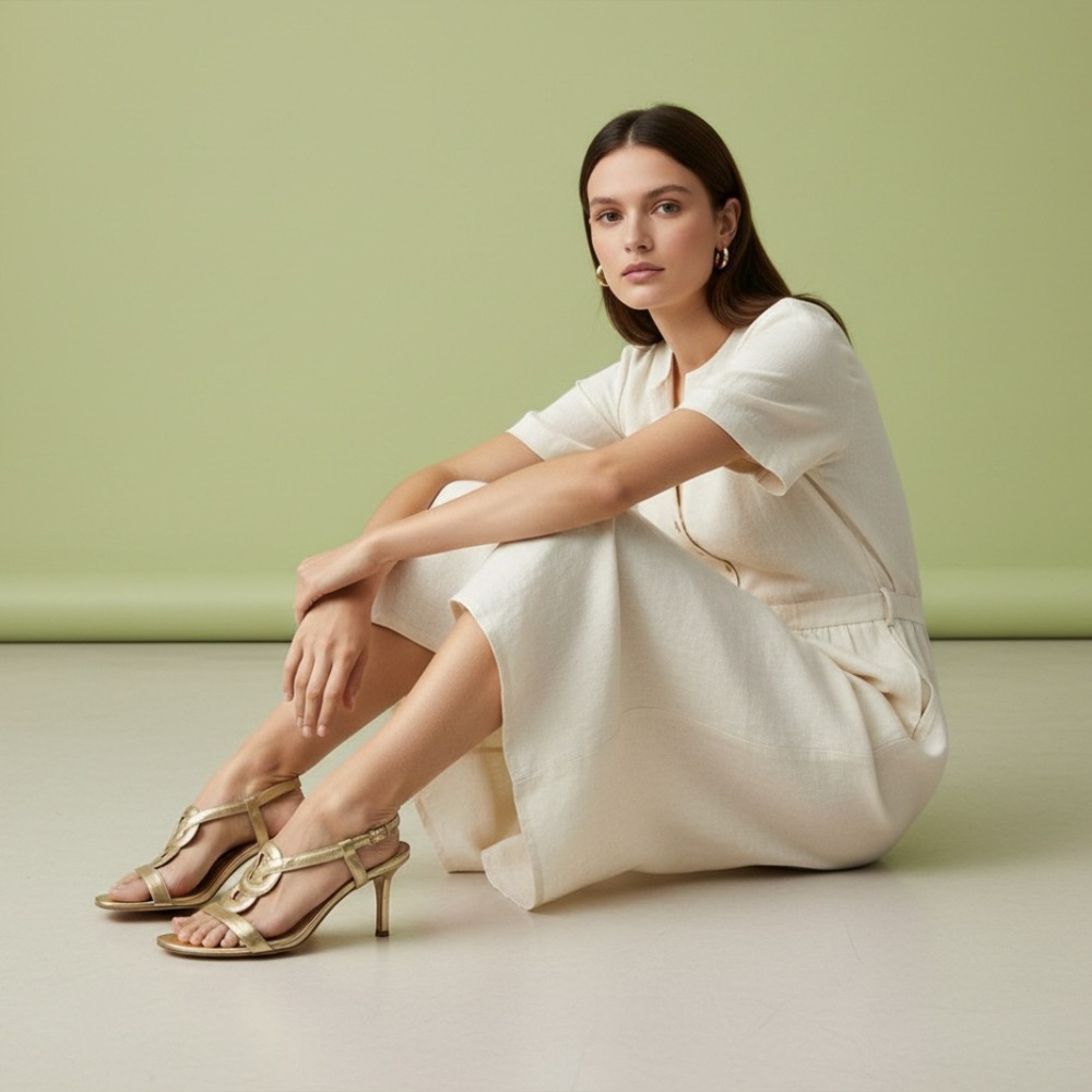 Kate Spade Gold T-Strap Slingback Heeled Sandals – Women’s 8.5